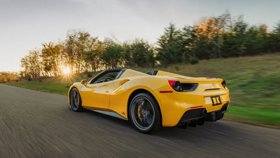 Ferrari in Giallo Tre Strati — 488 Spider, rear three-quarter (70th Anniversary 'Bold Yellow') (RM Sotheby's)