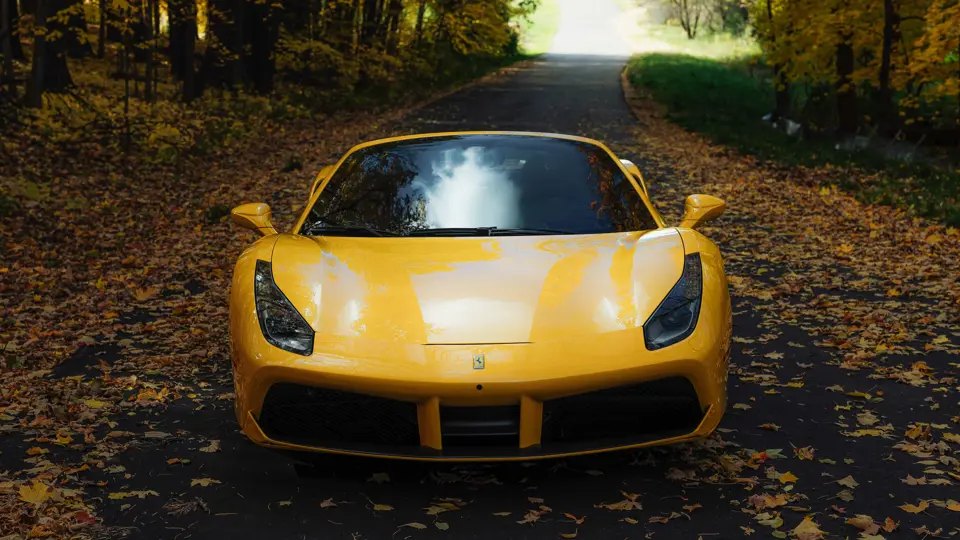 Ferrari in Giallo Tre Strati — 488 Spider, front (70th Anniversary 'Bold Yellow') (RM Sotheby's)